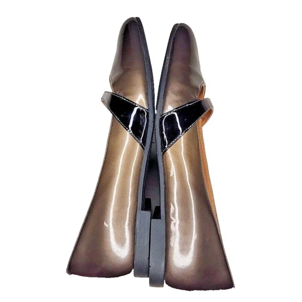 Metallic Brown Ecco Pointed Toe Leather Loafers Flat Slip Ons Size 38 (7-7.5)